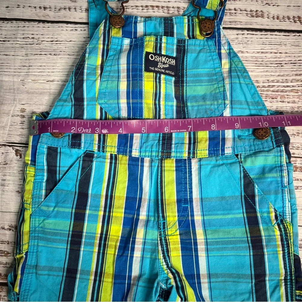 Osh Kosh Bgosh Overalls Boys 12 Months‎ Blue Green Plaid Short Alls